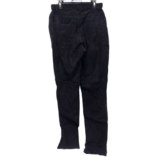 HUGO BUSCATI Collection 100% Leather Women's Black Suede Pants Size 6 Tall D21 - Picture 2 of 8